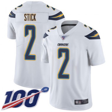 Los Angeles Chargers NFL Football Easton Stick White Jersey Men Limited 2 Road 100th Season Vapor Untouchable